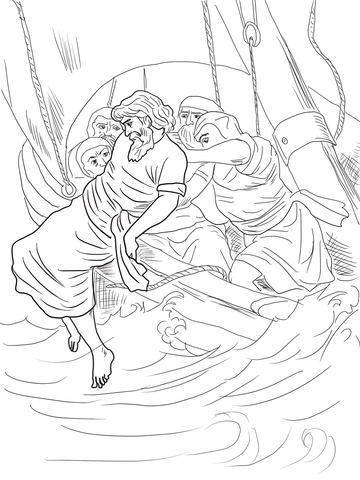 Jonah Thrown Overboard Coloring Page